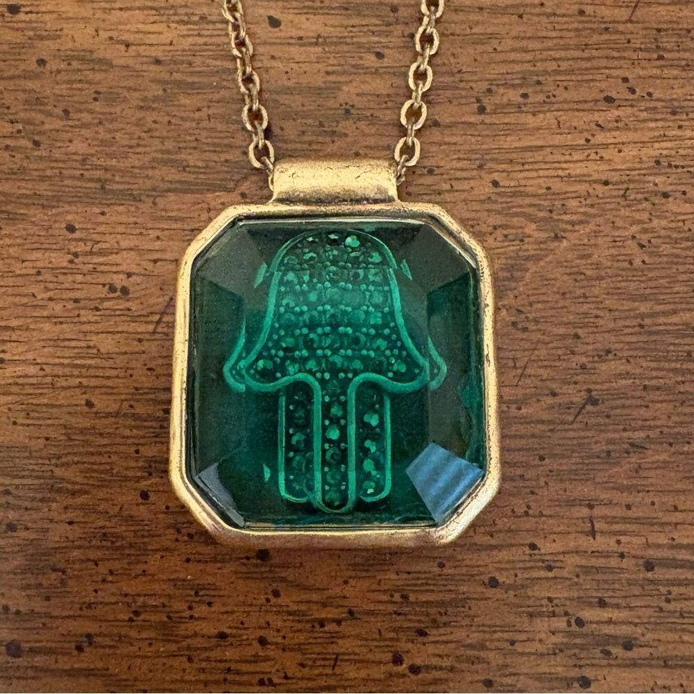 Lucky Brand | Reversible Hamsa Crystal Pendant Necklace | 19” Adjustable